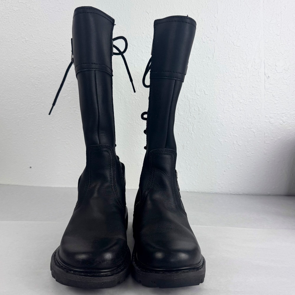 Milwaukee Leather MB268 Womens Black Leather Lace Up Back Biker Boots Size 6.5C